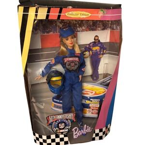 NASCAR 50th Anniversary Barbie Doll 1998 Collector Edition Mattel NEW Bad Box